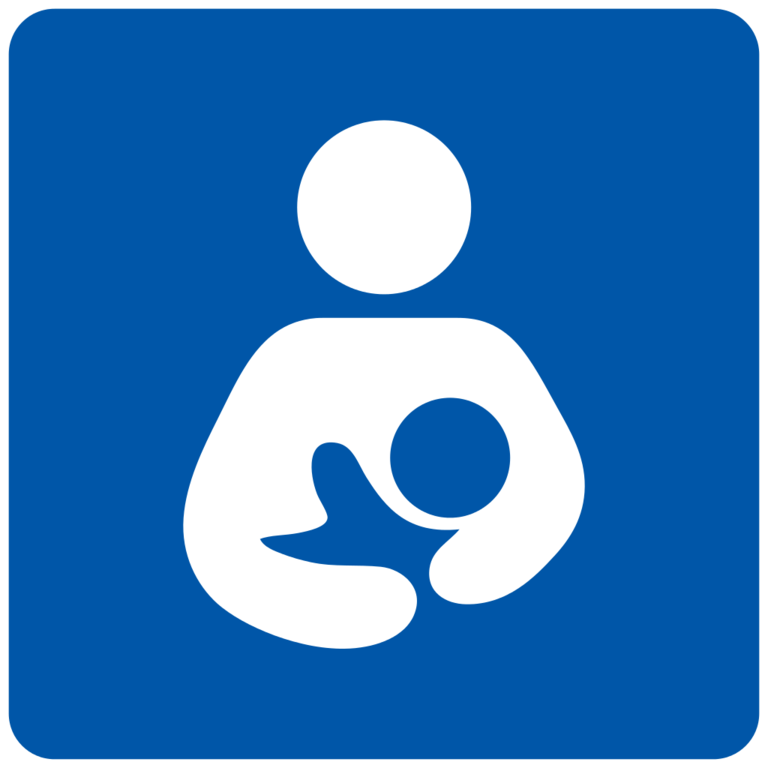 Breastfeeding logo in blue and white